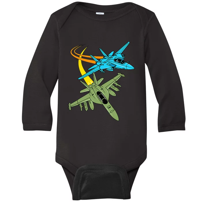 Fighter Jet Plane Future Pilot Aviation Airplanes Aircraft Baby Long Sleeve Bodysuit