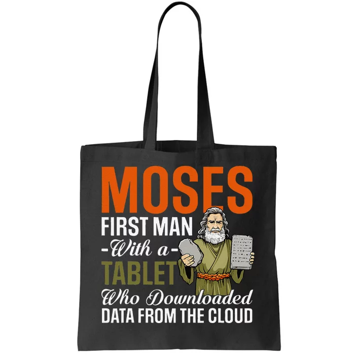 Funny Jewish Passover Moses Tablet Data Cloud Computing Pun Tote Bag