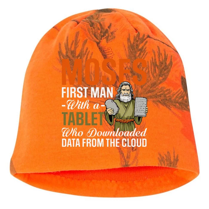 Funny Jewish Passover Moses Tablet Data Cloud Computing Pun Kati - Camo Knit Beanie