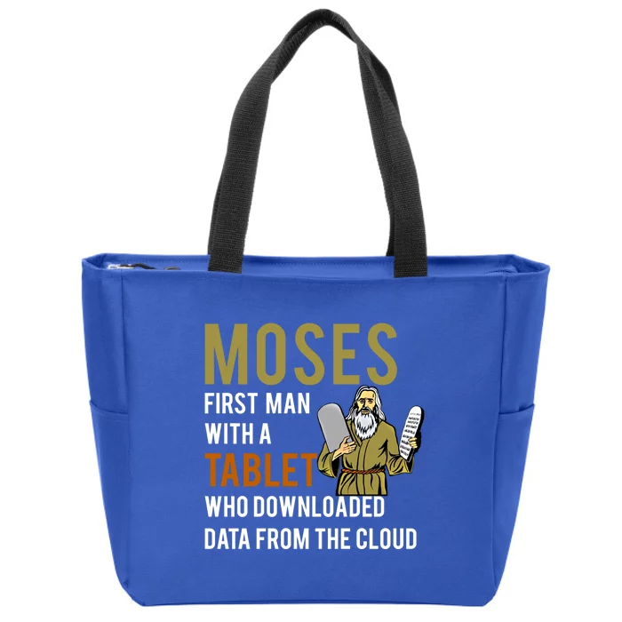 Funny Jewish Passover Moses Tablet Data Cloud Computing Gift Zip Tote Bag