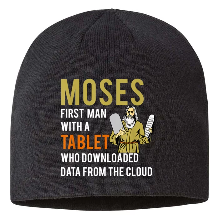 Funny Jewish Passover Moses Tablet Data Cloud Computing 8 1/2in Sustainable Knit Beanie