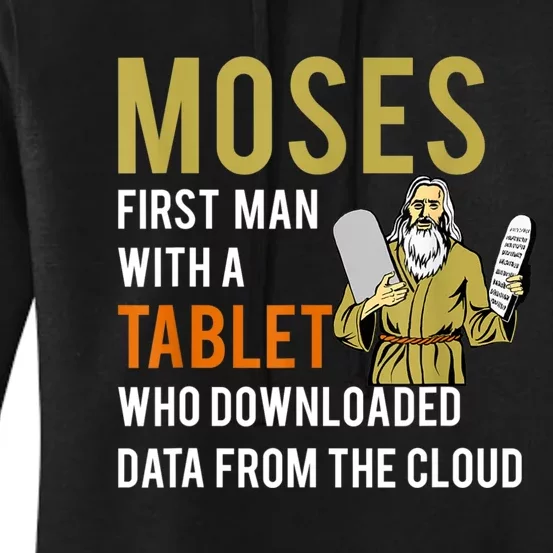 Funny Jewish Passover Moses Tablet Data Cloud Computing Women's Pullover Hoodie