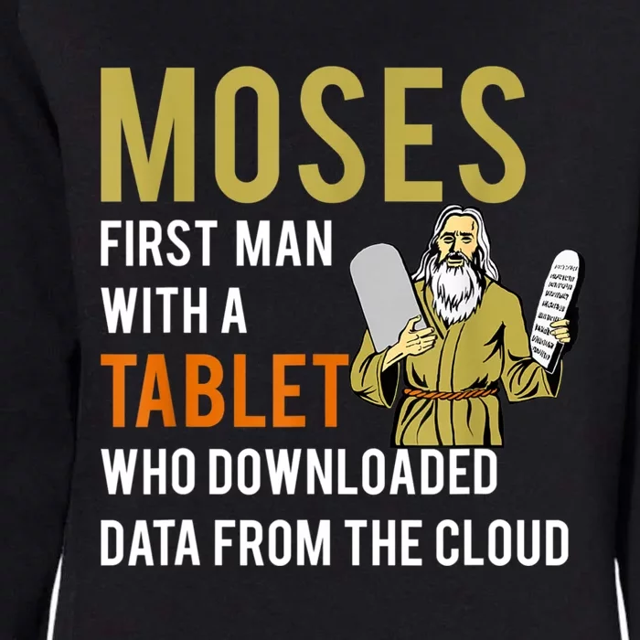 Funny Jewish Passover Moses Tablet Data Cloud Computing Womens California Wash Sweatshirt