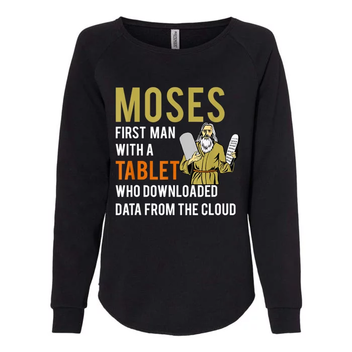 Funny Jewish Passover Moses Tablet Data Cloud Computing Womens California Wash Sweatshirt