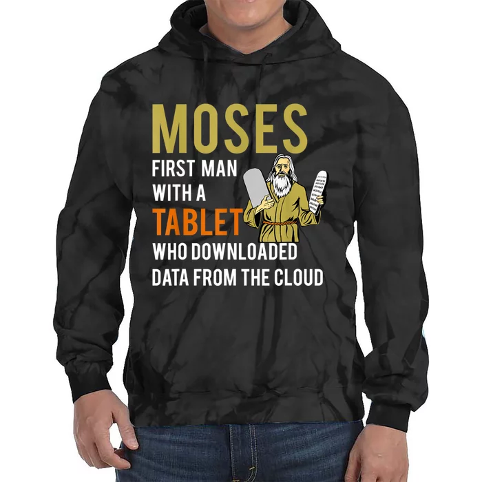 Funny Jewish Passover Moses Tablet Data Cloud Computing Tie Dye Hoodie