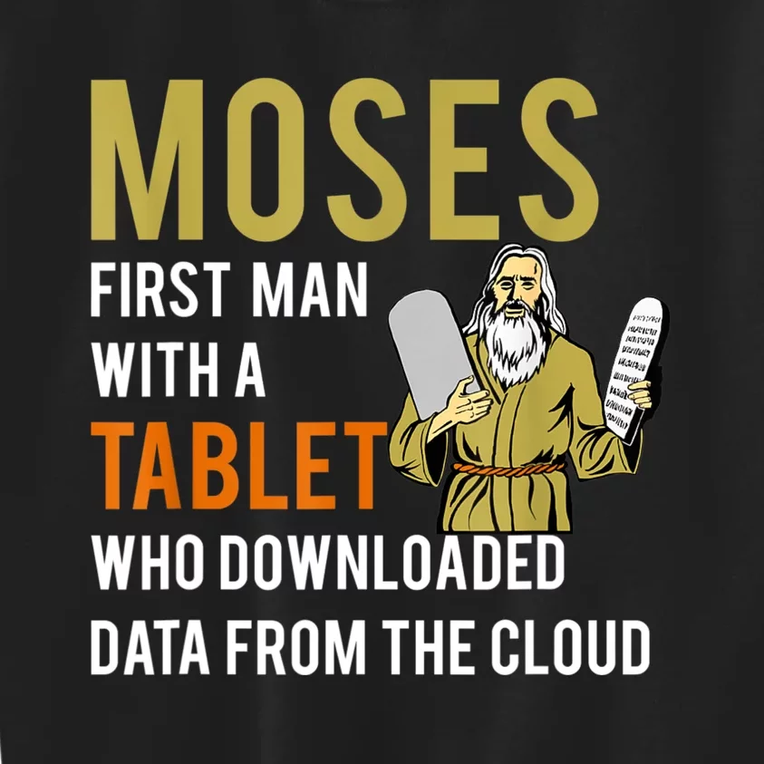 Funny Jewish Passover Moses Tablet Data Cloud Computing Kids Sweatshirt