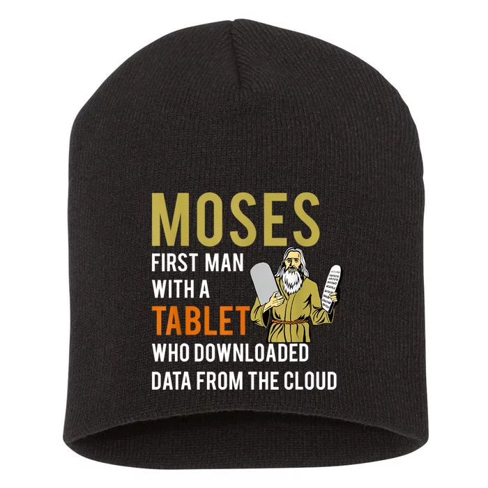 Funny Jewish Passover Moses Tablet Data Cloud Computing Short Acrylic Beanie