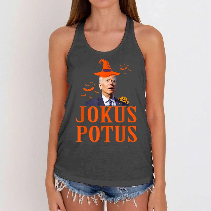 Funny Jokus Potus Halloween Biden Apparel Women's Knotted Racerback Tank