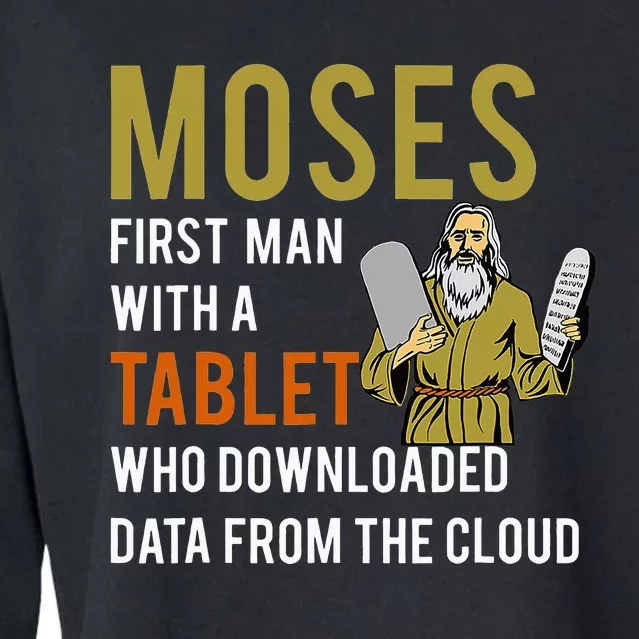 Funny Jewish Passover Moses Tablet Data Cloud Computing Cropped Pullover Crew