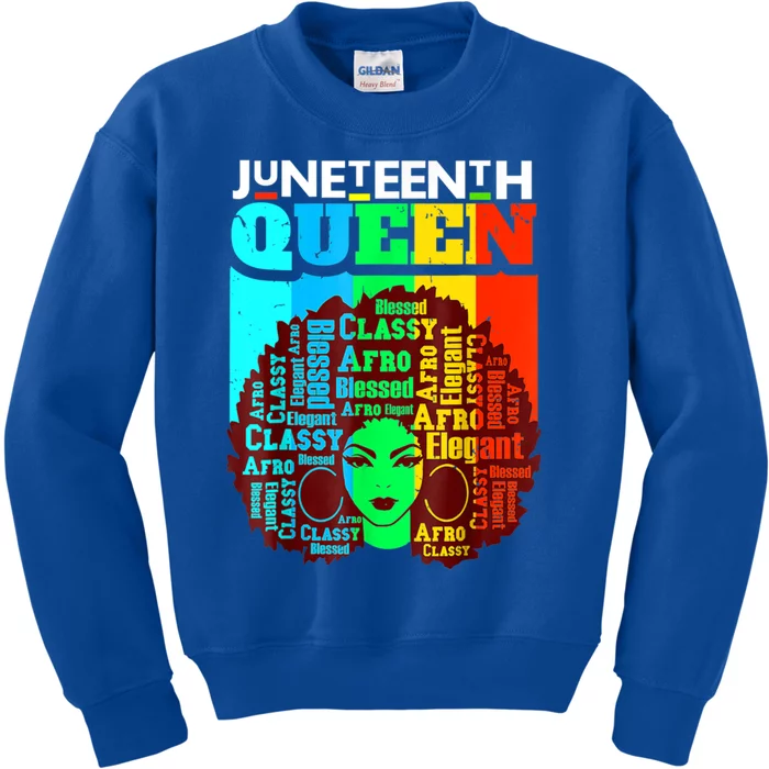 Freedom Juneteenth Queen Afro Melanin Black Magic Gift Kids Sweatshirt