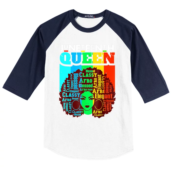 Freedom Juneteenth Queen Afro Melanin Black Magic Gift Baseball Sleeve Shirt