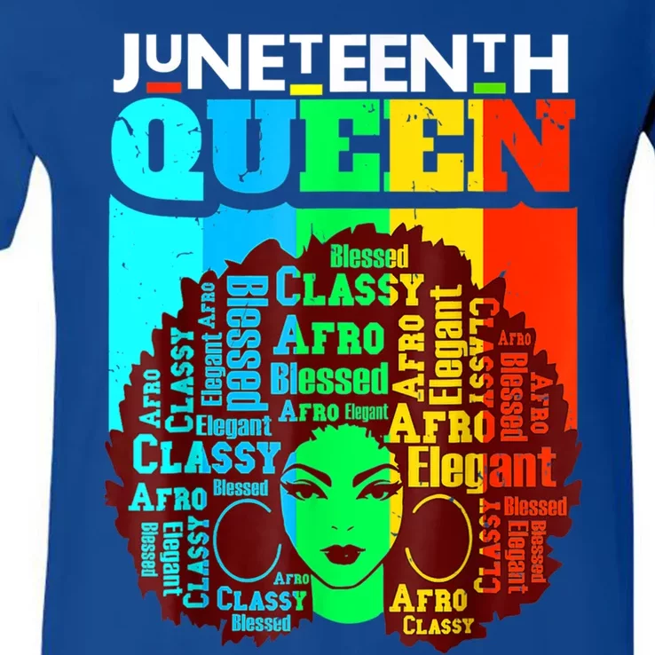 Freedom Juneteenth Queen Afro Melanin Black Magic Cool Gift V-Neck T-Shirt