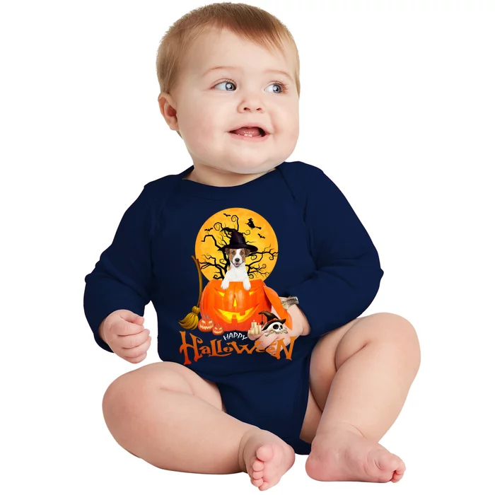 Funny Jack Russell Spooky Halloween Baby Long Sleeve Bodysuit