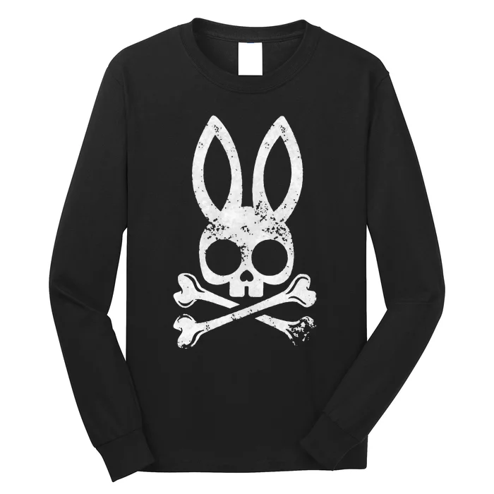 Funny Jolly Roger Bunny Skull Crossbones Egg Hunt Easter Day Long Sleeve Shirt