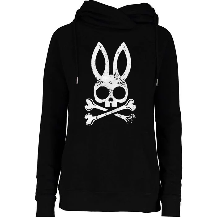 Funny Jolly Roger Bunny Skull Crossbones Egg Hunt Easter Day Womens Funnel Neck Pullover Hood