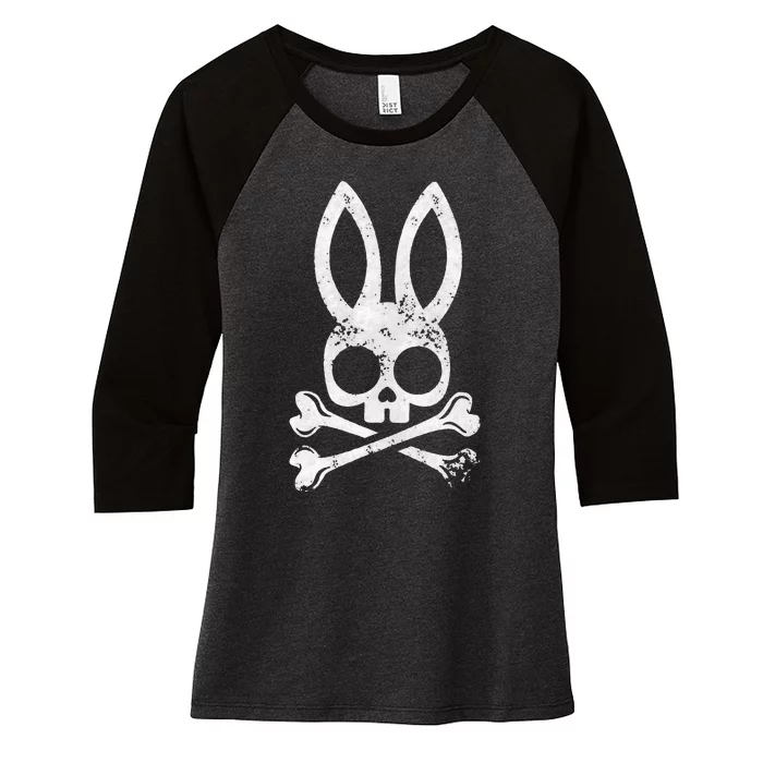 Funny Jolly Roger Bunny Skull Crossbones Egg Hunt Easter Day Women's Tri-Blend 3/4-Sleeve Raglan Shirt