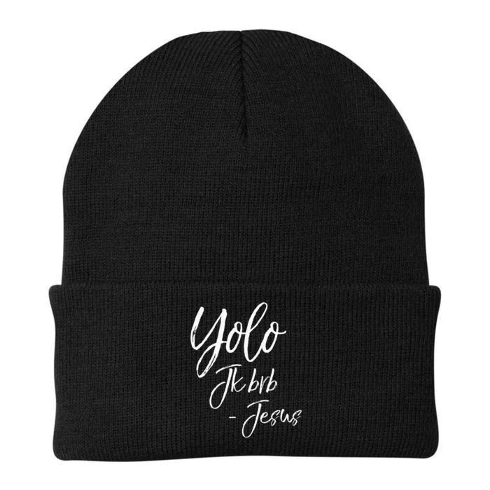 Funny Jesus Resurrection Quote Easter Yolo JK BRB Jesus Knit Cap Winter Beanie