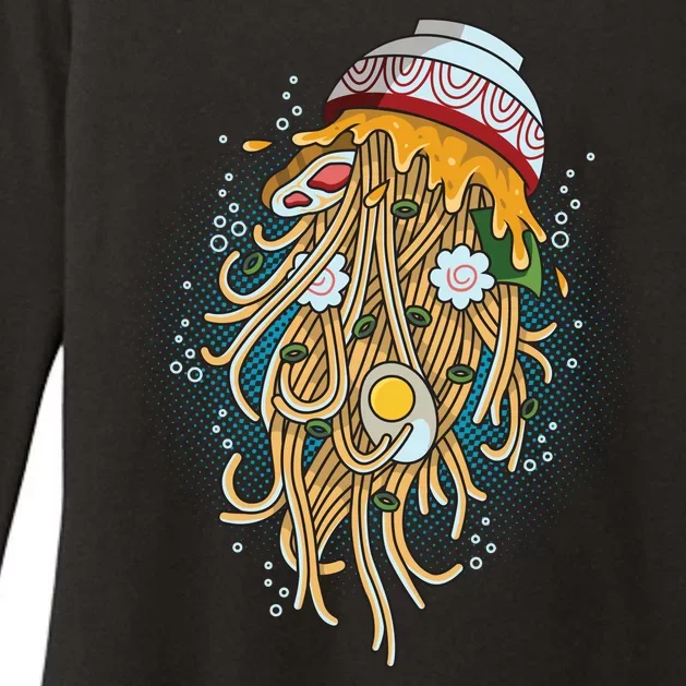 Funny Jellyfish Ramen Bowl Womens CVC Long Sleeve Shirt