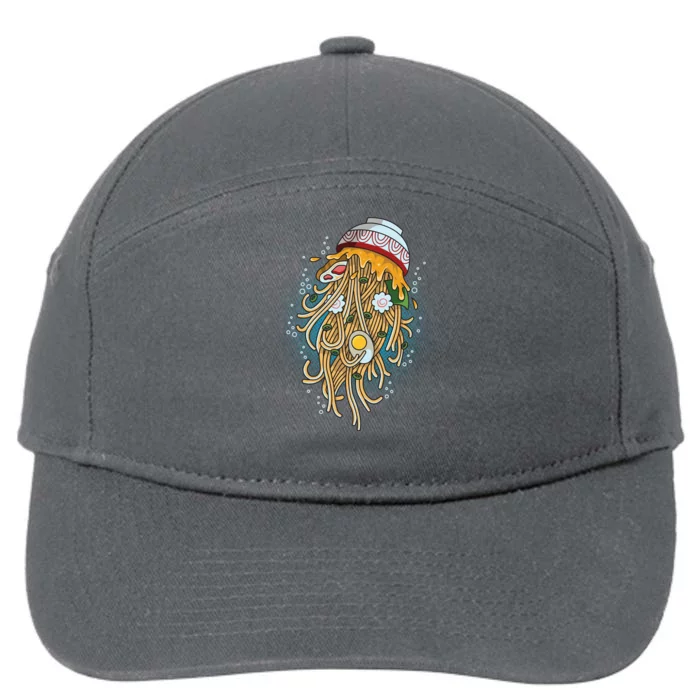 Funny Jellyfish Ramen Bowl 7-Panel Snapback Hat