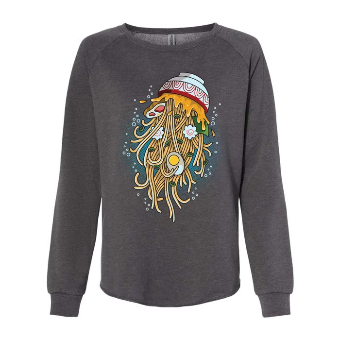 Funny Jellyfish Ramen Bowl Womens California Wash Sweatshirt