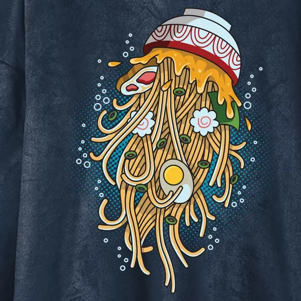 Funny Jellyfish Ramen Bowl Hooded Wearable Blanket