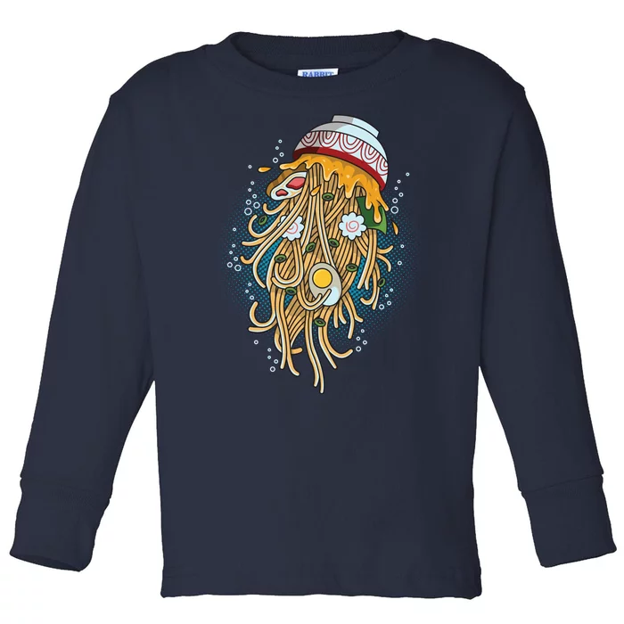 Funny Jellyfish Ramen Bowl Toddler Long Sleeve Shirt