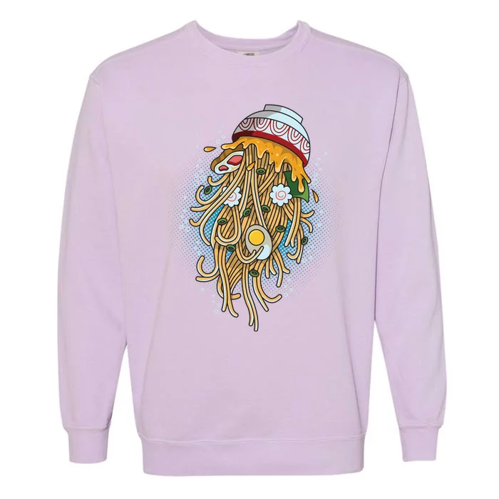 Funny Jellyfish Ramen Bowl Garment-Dyed Sweatshirt