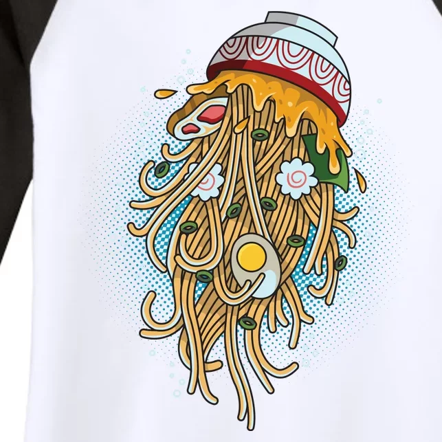 Funny Jellyfish Ramen Bowl Women's Tri-Blend 3/4-Sleeve Raglan Shirt