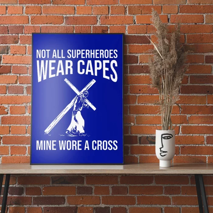 Funny Jesus Superhero Design Jesus Christ Cross Poster