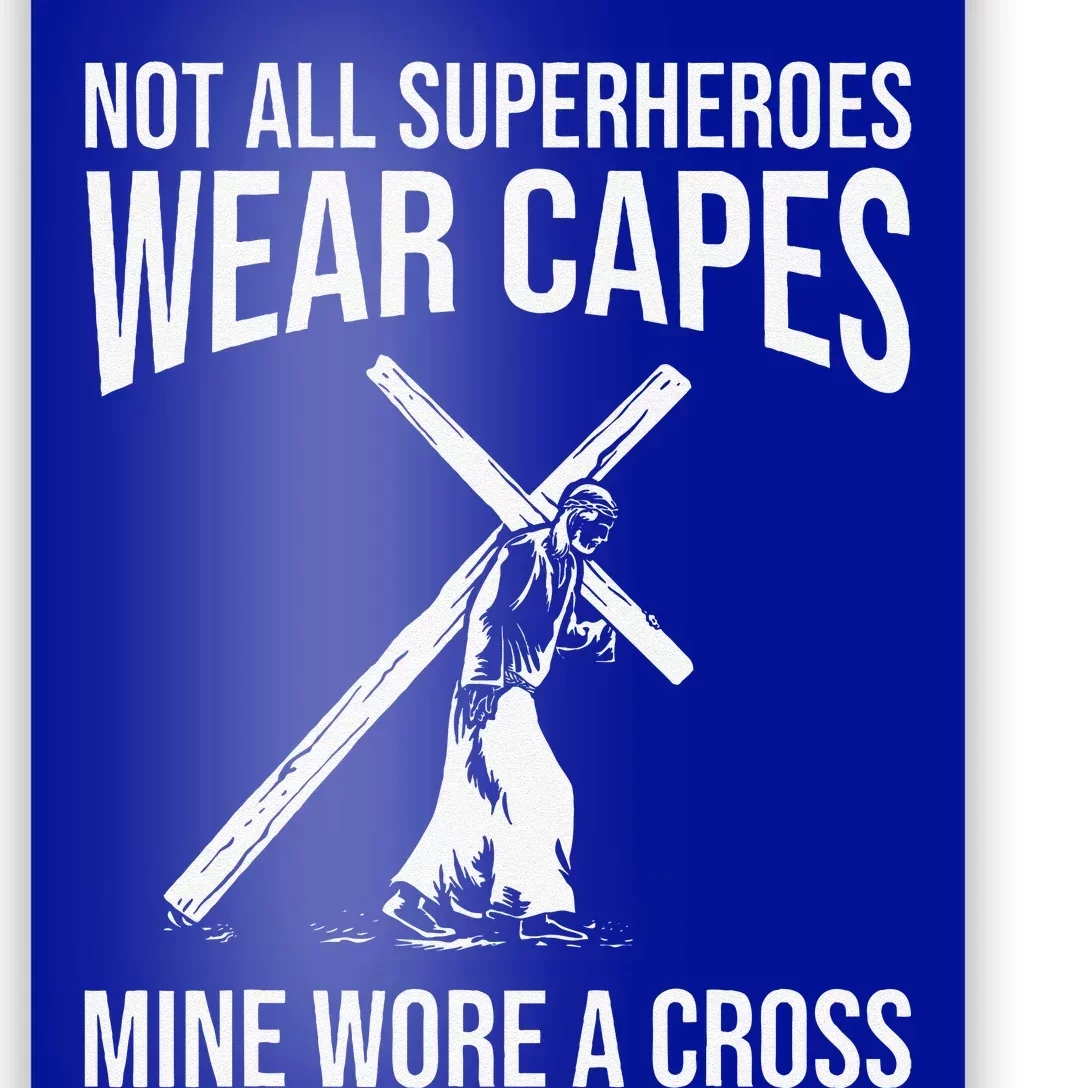 Funny Jesus Superhero Design Jesus Christ Cross Poster