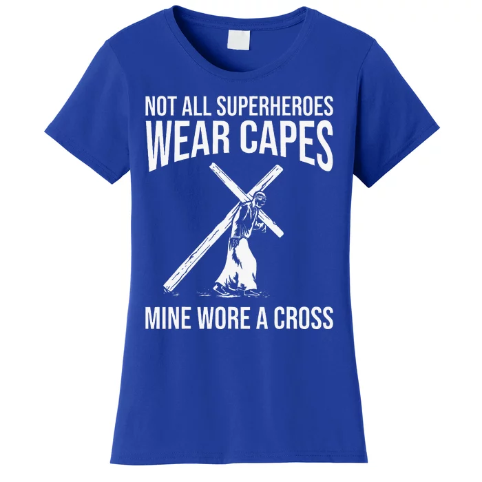 Funny Jesus Superhero Design Jesus Christ Cross Women's T-Shirt