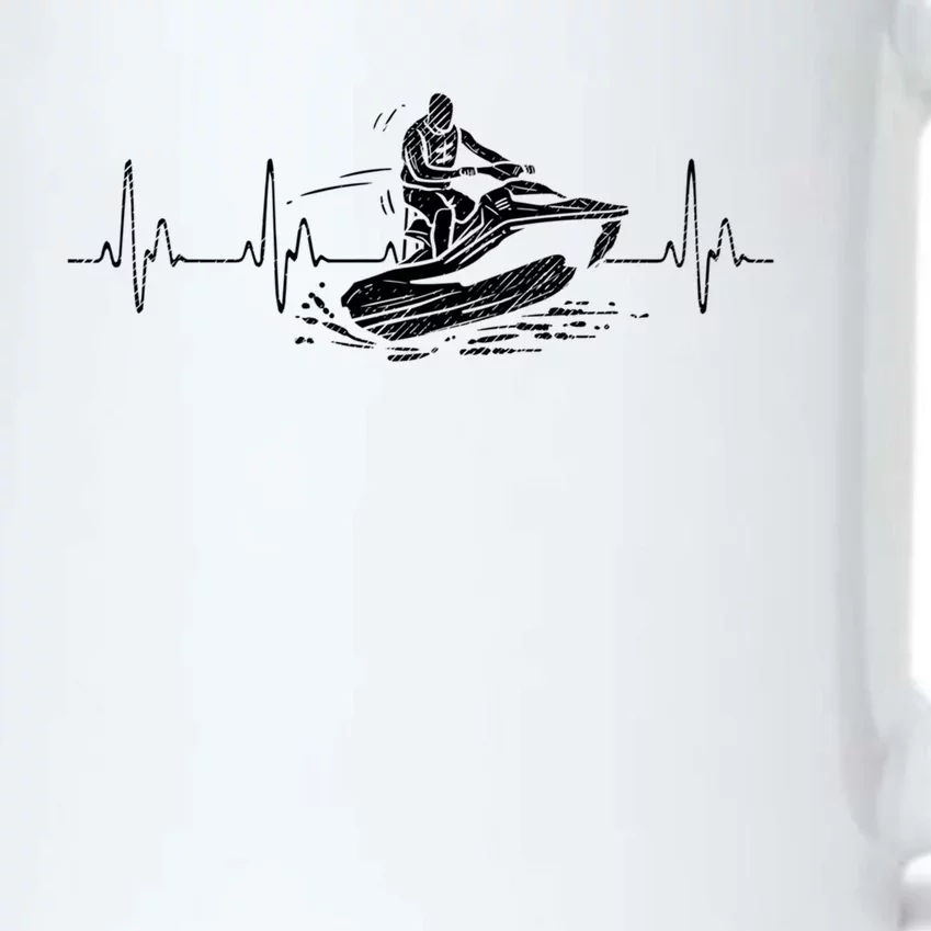 Funny Jet Ski Heartbeat I Water Skiing Jetski I Ekg Pulse Cute Gift Black Color Changing Mug