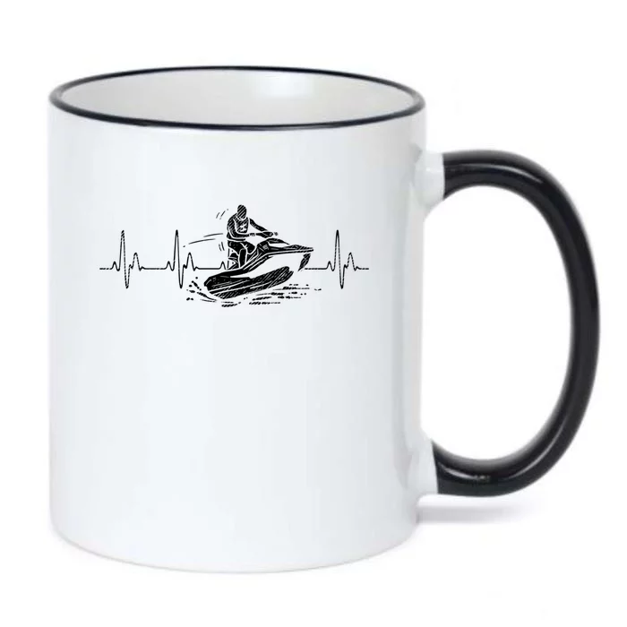 Funny Jet Ski Heartbeat I Water Skiing Jetski I Ekg Pulse Cute Gift Black Color Changing Mug