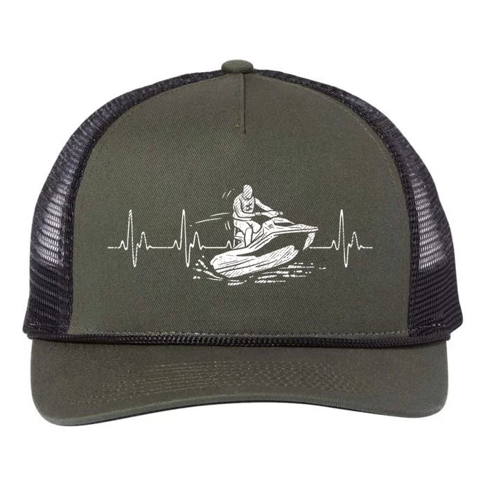 Funny Jet Ski Heartbeat I Water Skiing Jetski I Ekg Pulse Cute Gift Retro Rope Trucker Hat Cap