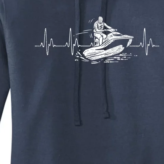 Funny Jet Ski Heartbeat I Water Skiing Jetski I Ekg Pulse Cute Gift Women's Pullover Hoodie