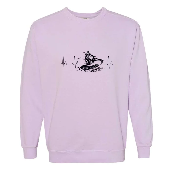 Funny Jet Ski Water Skier Heartbeat Cute Gift Garment-Dyed Sweatshirt