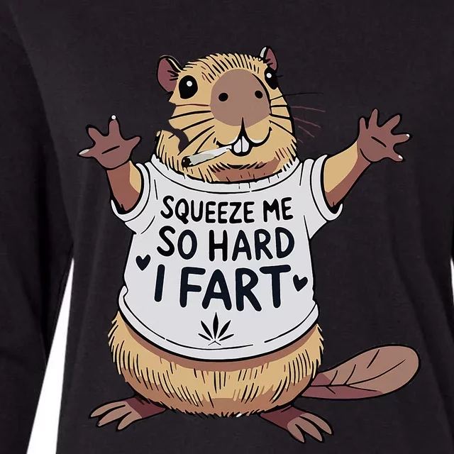 Funny Joke Squeeze Me So Hard I Fart Womens Cotton Relaxed Long Sleeve T-Shirt