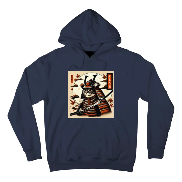 Funny Japanese Samurai Cat Hoodie