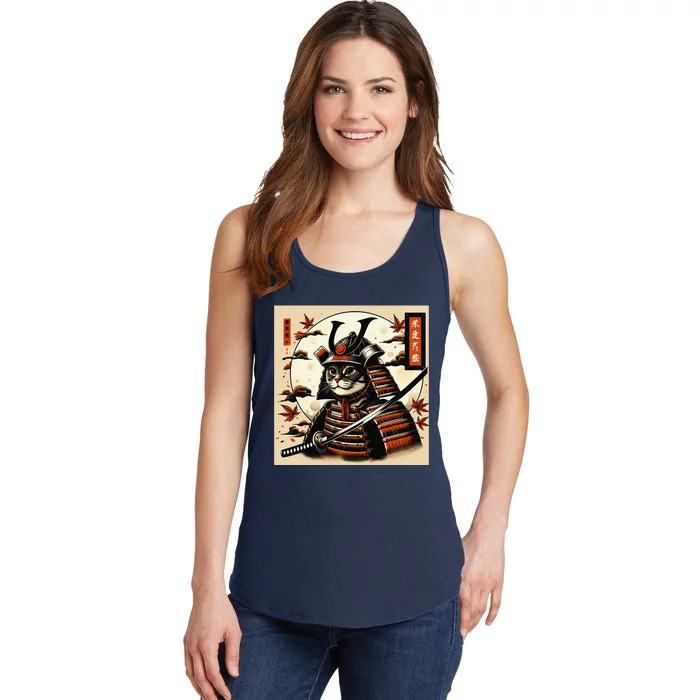 Funny Japanese Samurai Cat Ladies Essential Tank