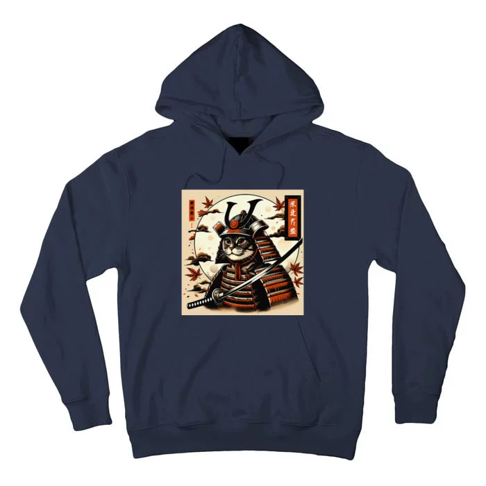 Funny Japanese Samurai Cat Tall Hoodie