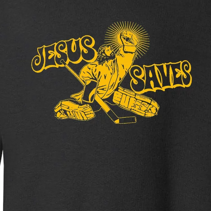 Funny Jesus Saves Hockey Religious Christian Goaltender Toddler Sweatshirt