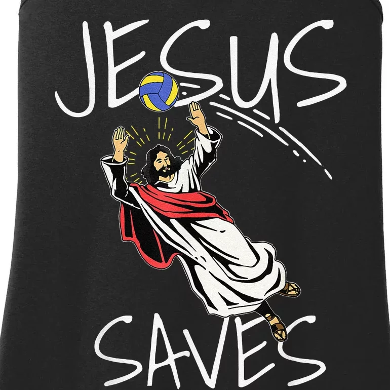 Funny Jesus Saves Volleyball Gift Volleyball Team Ladies Essential Tank