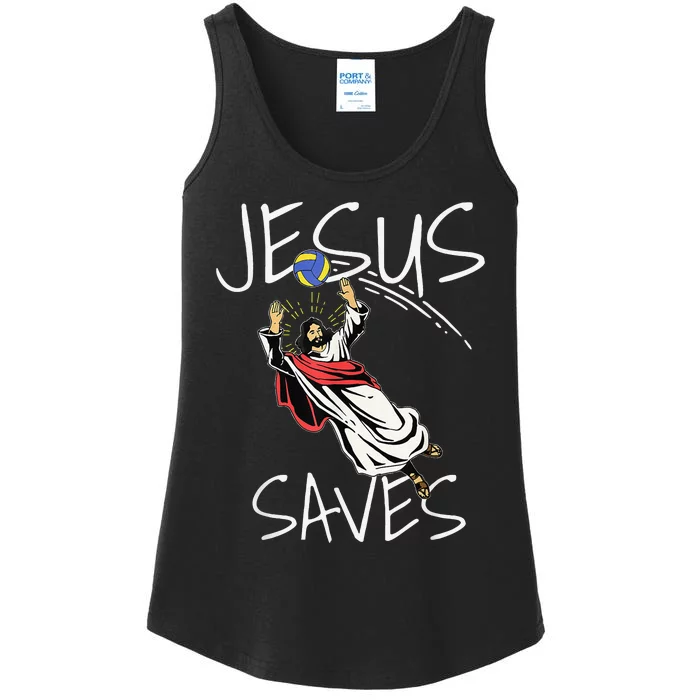 Funny Jesus Saves Volleyball Gift Volleyball Team Ladies Essential Tank