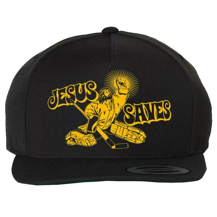 Funny Jesus Saves Hockey Religious Christian Goaltender Tee Wool Snapback Cap