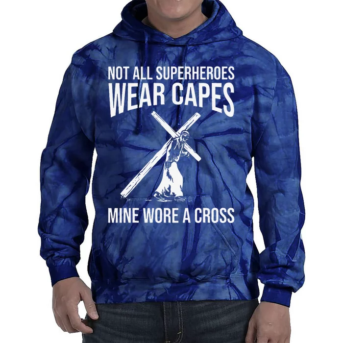 Funny Jesus Superhero Design Women Jesus Christ Cross Tie Dye Hoodie