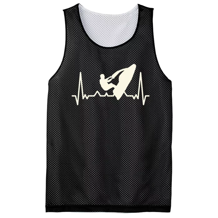 Funny Jet Ski Water Skier Heartbeat Heart Water Sports Gift Mesh Reversible Basketball Jersey Tank