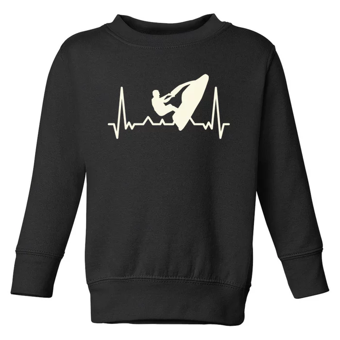 Funny Jet Ski Water Skier Heartbeat Heart Water Sports Gift Toddler Sweatshirt