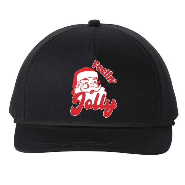 Feelin Jolly Santa Claus Christmas Holiday Snapback Five-Panel Rope Hat