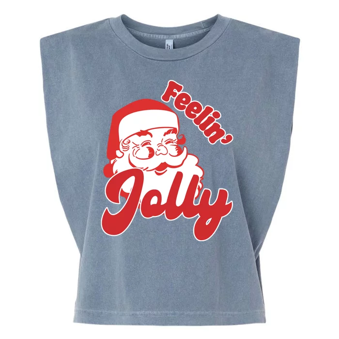 Feelin Jolly Santa Claus Christmas Holiday Garment-Dyed Women's Muscle Tee