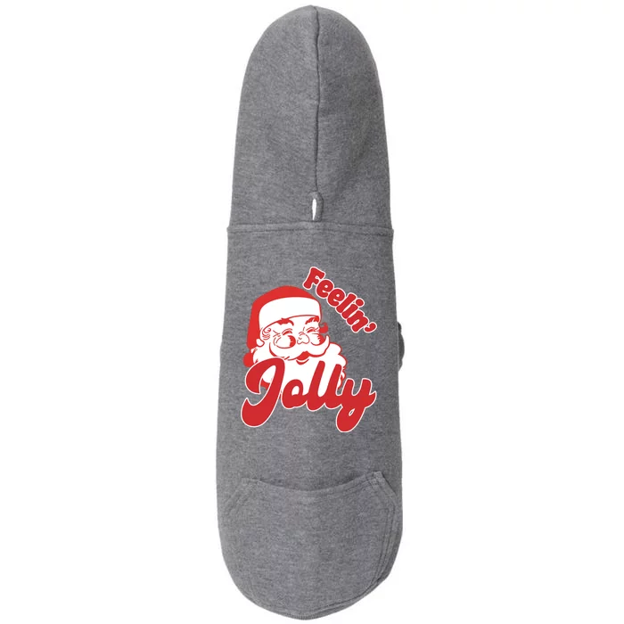 Feelin Jolly Santa Claus Christmas Holiday Doggie 3-End Fleece Hoodie